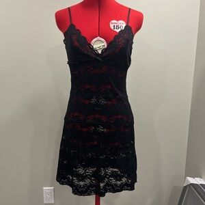 La Vie En Rose Black Lace Mini Dress